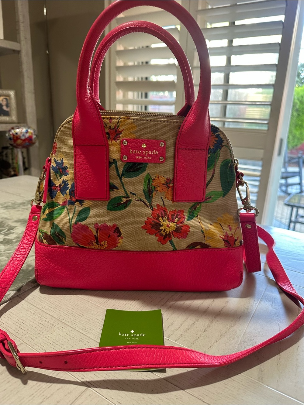 kate spade Pink Floral Canvas and Leather Satchel